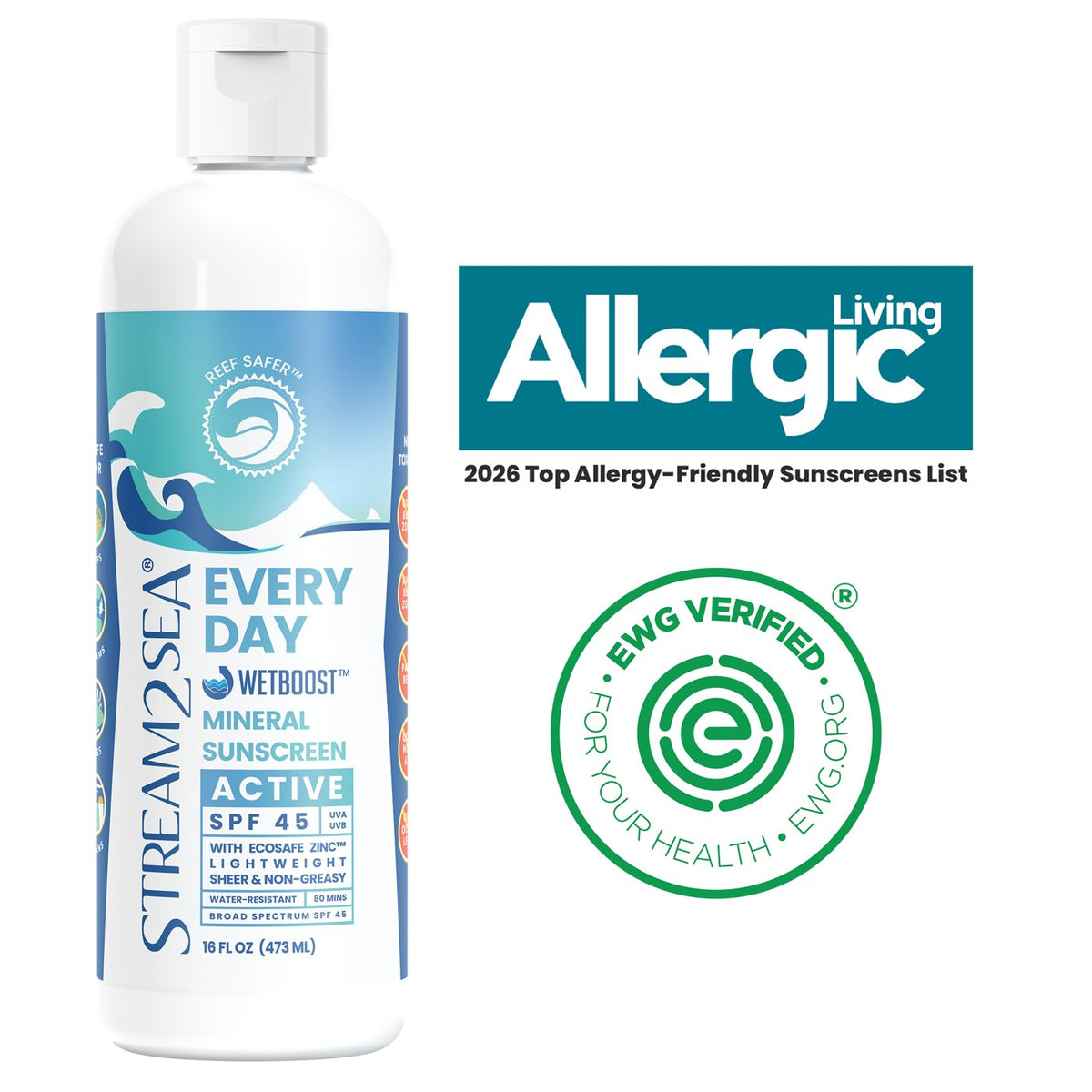 Stream2Sea Every Day Sunscreen SPF 45 - Active (32 oz)