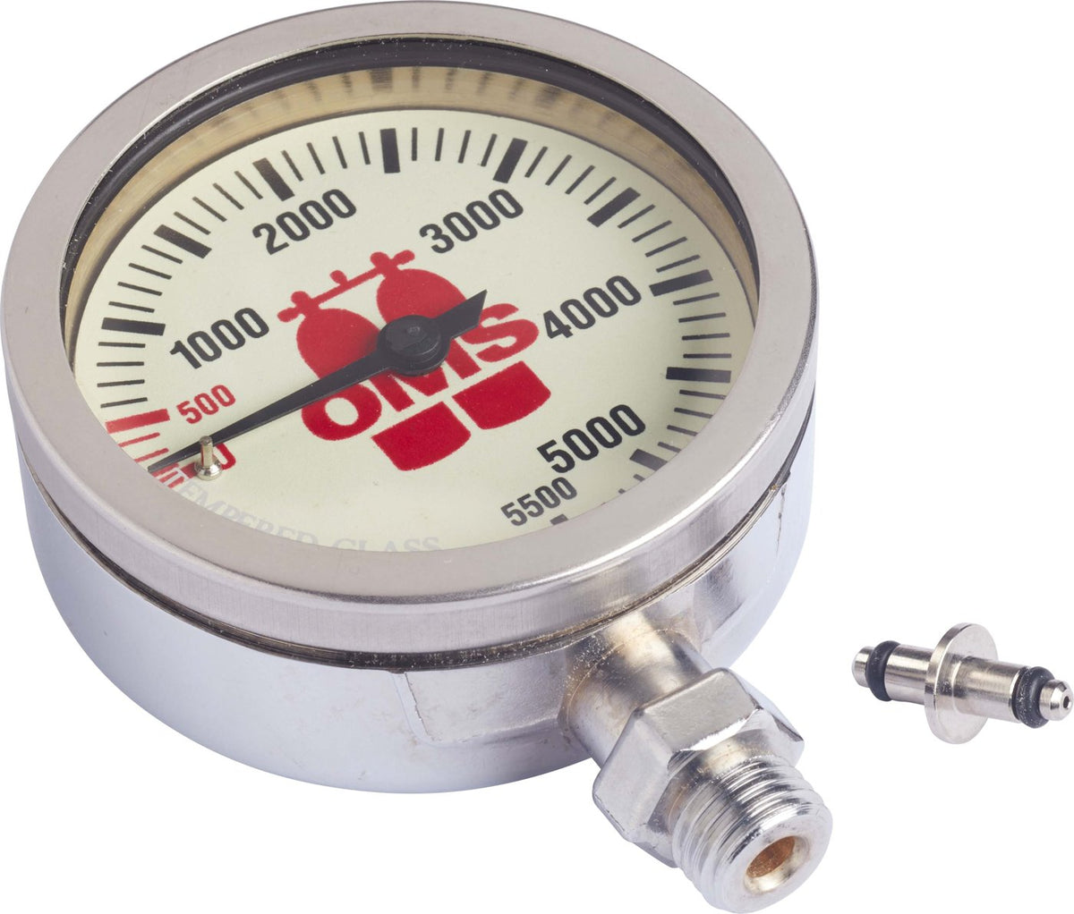 OMS SPG 2.5", Mineral Glass, Nickel Finishing, "OMS" 0-5500 PSI