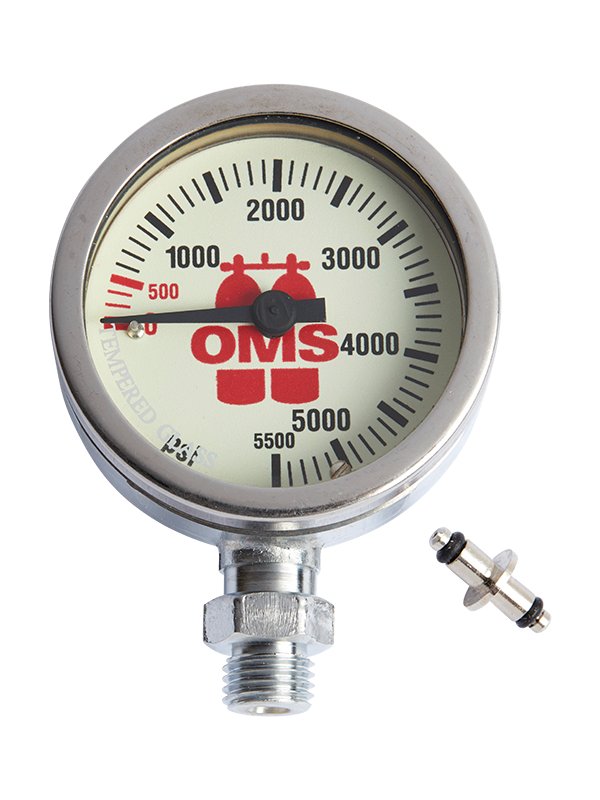 OMS SPG 2 in (52 mm), mineral glass, nickel finishing, "OMS" 0-5500 PSI